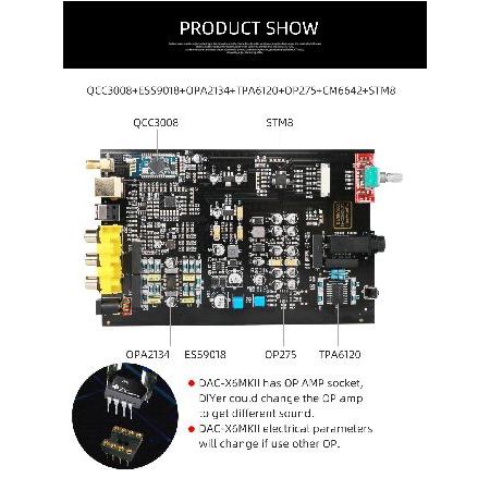 FX-Audio DAC-X6 MKII Bluetooth 5.0 DAC 24-bit/192kHz USB/Coaxial/Optical Headphone Amps Mini HiFi Pre-Amplifier (All Sliver)(並行輸入品)｜olg｜06