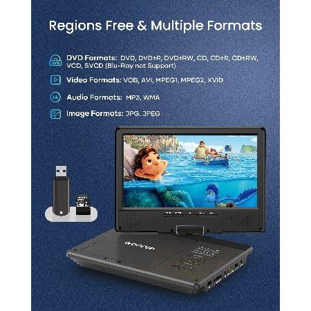 【並行輸入品】 WONNIE 12.5\" Portable DVD Player with 10.5\" Swivel HD Screen,with Car Headrest Case,5-Hour Built-in Rechargeable Battery,Car Chargerの画像