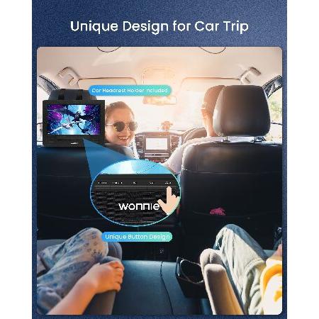【並行輸入品】 WONNIE 12.5\" Portable DVD Player with 10.5\" Swivel HD Screen,with Car Headrest Case,5-Hour Built-in Rechargeable Battery,Car Chargerの画像