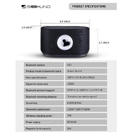 sovenomund Ferrofluid Speakers with Music Visualization - Bluetooth 5.1 Wireless Magnetic Fluid Speaker with 15W Wireless Charging Function Included with Wireless