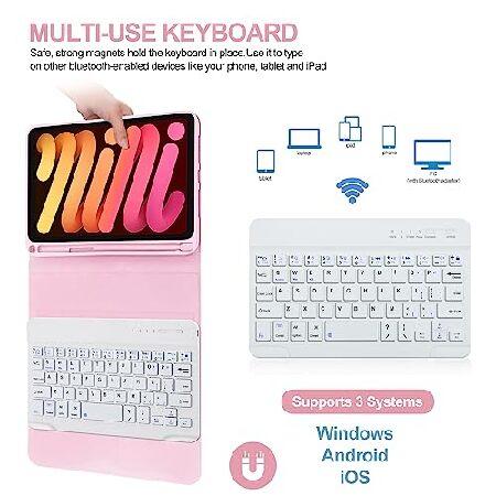 BORIYUAN iPad Mini 6 Keyboard Case 2021, Detachable Wireless Bluetooth Keyboard Slim Folio Smart Cover with Build-in Pencil Holder for iPad Mini 6th G｜olg｜04