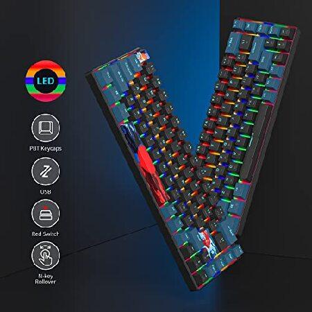 【並行輸入品】 Mosptnspg Protable 60% ゲーミングキーボード メカニカル、ミニコンパクトRGBバックライト68キー有線オフィスキーボード 赤スイッチ付き_1