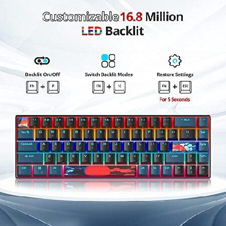 【並行輸入品】 Mosptnspg Protable 60% ゲーミングキーボード メカニカル、ミニコンパクトRGBバックライト68キー有線オフィスキーボード 赤スイッチ付き_3