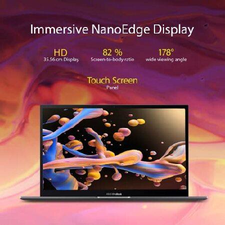 【並行輸入品】 ASUS 2023 Newest Thin and Light VivoBook, 14 HD Touchscreen 2-in-1 Laptop, 4GB RAM, 256GB SSD, Intel Celeron Processor, NumberPad,の画像