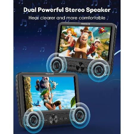 【並行輸入品】 FANGOR 7.5\" Dual Portable DVD Player for Car, Car DVD Player Dual Screen Play a Same or Two Different Movies with Headrest Strap,の画像