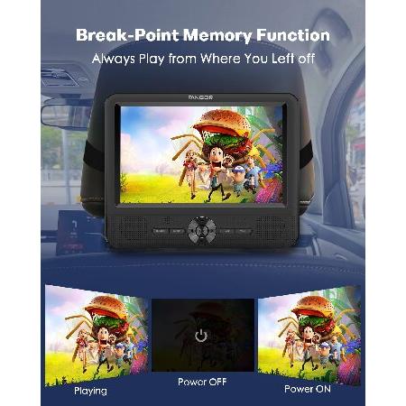 【並行輸入品】 FANGOR 7.5\" Dual Portable DVD Player for Car, Car DVD Player Dual Screen Play a Same or Two Different Movies with Headrest Strap,の画像