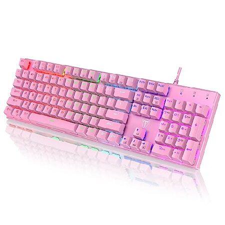 並行輸入品】 RisoPhy ピンク メカニカル ゲーミングキーボード RGB