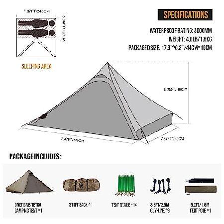 【並行輸入品】 OneTigris Tetra 超軽量テント Tipi 1~2人用 トレッキングポールテント 防水 3シーズン キャンプ ハイキング バックパッキング_2