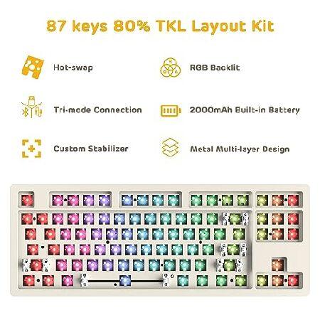 数量限定販売 A.JAZZ DIY Mechanical Wireless Keyboard Kit with Tri-Mode Connection， Hot-swap Rechargeable Metal Stack Base， 80% Compact 87 Key TKL Layout， Compatibl