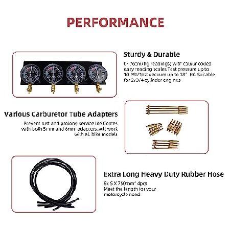 【並行輸入品】 Alltooetools Universal Vacuum Carburetor Synchronization Balancer Gauge Carb Synchronizer Adjustment Tool Kit Compatible withの画像