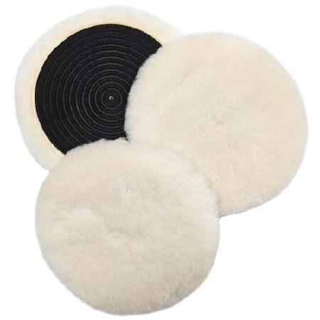 【並行輸入品】 3PCS 6 Inch Wool Buffing Pad Kit - Wool Polishing Pad with Hook and Loop Backing for Car Polisher Compound Cutting - Soft Sheepskin Buf | ブランド登録なし