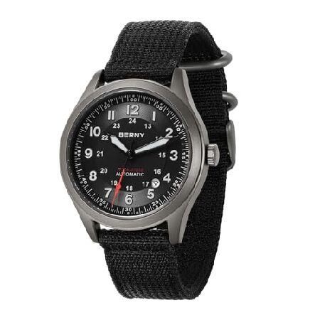 【並行輸入品】 BERNY メンズ 腕時計 チタン 腕時計 チタニウムウォッチ 自動巻き 超蓄光 10気圧防水 アナログ機械式 サファイアガラス 日付表示 メンズウォッチ