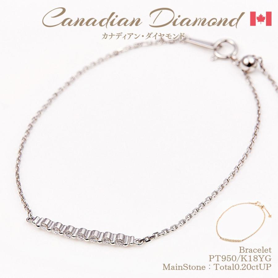 カナディアンダイヤモンド ブレスレット 計0.20ctUP [PT950/K18YG] [型番:0271]
