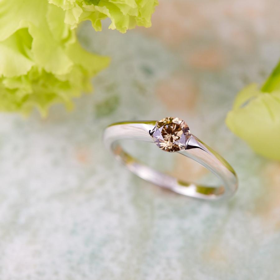 0.50ct/Pt950/約11号】ブラウンダイヤモンドの指輪