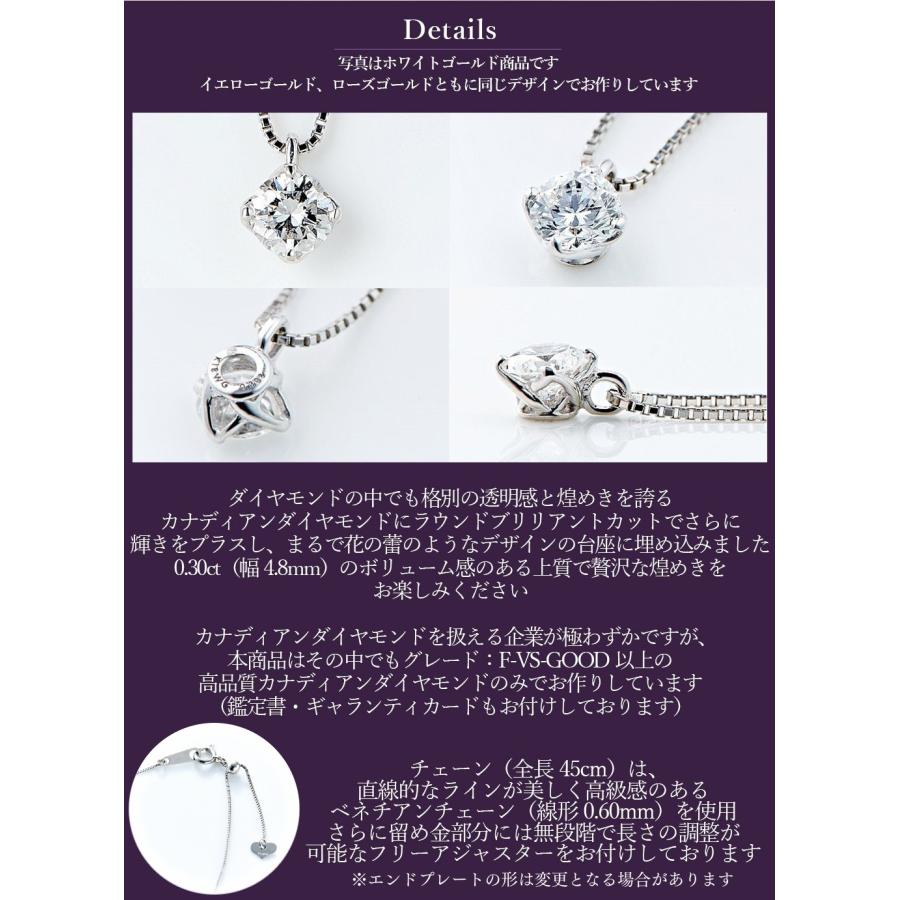 カナディアンダイヤモンド Dカラー 一粒ダイヤ ペンダント 0.30ctUP [K18WG/K18YG/K18RG] [品番:GH0372-d/型番:GH0372]の画像