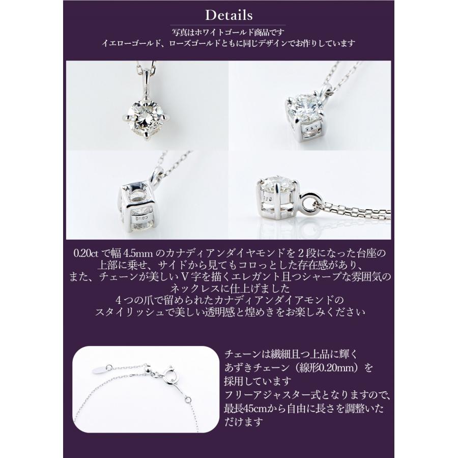 カナディアンダイヤモンド 一粒ダイヤ ペンダント 0.20ctUP [K18WG/K18YG/K18RG] [品番:GH0471RNG/型番:GH0471RNG]の画像