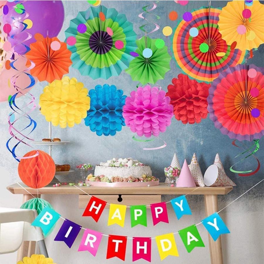 人気メーカー ブランド Ymgot 誕生日 パーティー 飾り女の子 男の子 ガーランド ハニカムボール ポンポン ハッピーバースデー ペーパーファン