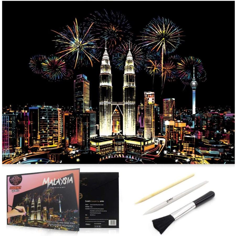 大人のためのスクラッチアート スクラッチペーパーレインボーペインティングスケッチパッドdiyアートクラフトナイトビュースクラッチボード 大注目 きれ