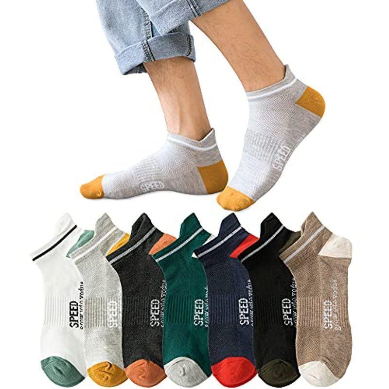 贈物 Xchmyi 靴下 メンズ くるぶし ソックス カジュアル 通気性 吸汗 抗菌 防臭 綿 カラフルソックス アウトドアソックス