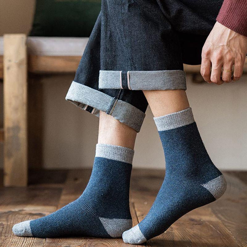 55 以上節約 靴下 メンズ 暖かい 冬 ソックス 厚手 くつした クルーソックス おしゃれ 保温防寒靴下 タオル生地 冷え取り靴下 抗菌防臭 5足 Cisama Sc Gov Br