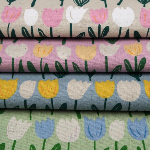 北欧調 綿麻キャンバス生地 チューリップ 花柄 : 生地のお店 オリーブ
