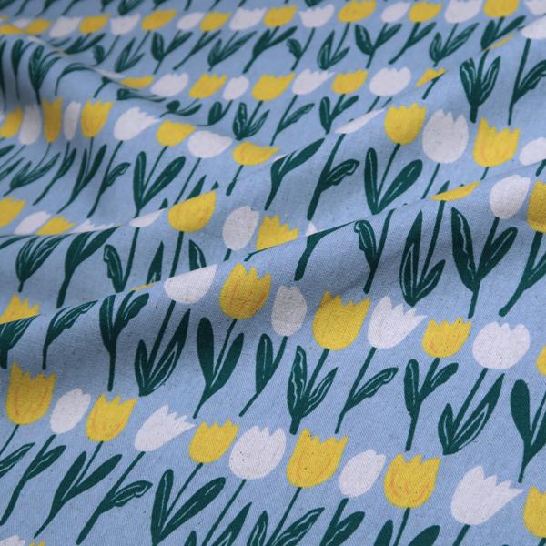 北欧調 綿麻キャンバス生地 チューリップ 花柄 : 生地のお店 オリーブ