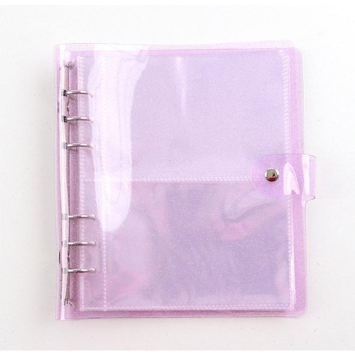 200ポケット バインダー コレクトブック 韓国 クリア 6リング 6穴 バ8 DIY リフィル トレカケース おしゃれ ラメ 透明 ピンク