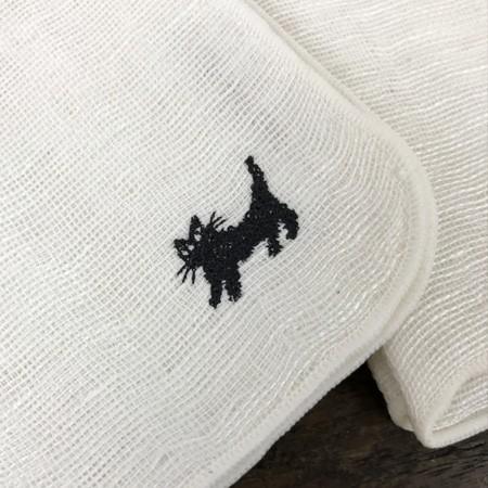 倉敷意匠計画室 mitsou(ミツ) リネンガーゼハンカチ 黒猫 グッズ