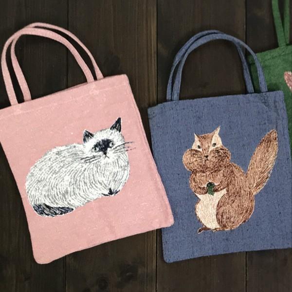 芸能人愛用 松尾ミユキ ミニトートバッグ 猫 うさぎ 鳥 リス 猫グッズ 雑貨 猫雑貨 可愛い 誕生日プレゼント ねこグッズ 女性 おしゃれ かわいい