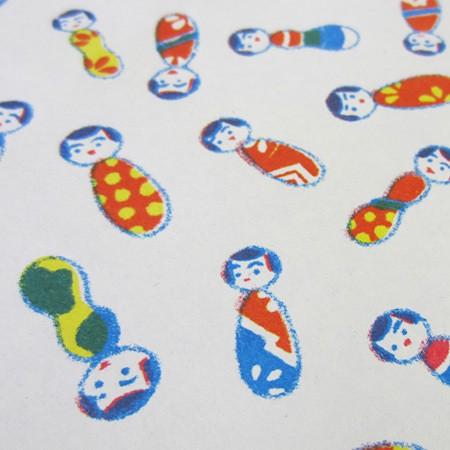 夜長堂 レトロペーパー こけしちゃん ラッピングペーパー 包装紙