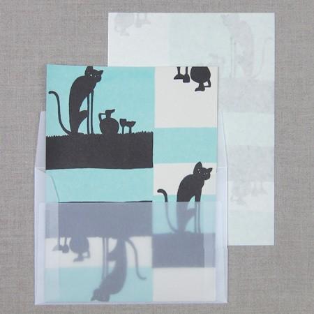 夜長堂 レターセット 夜猫 猫グッズ 雑貨 誕生日プレゼント 女性 おしゃれ 文房具 ねこグッズ 猫雑貨 かわいい 可愛い 大人 シンプル レトロ 買取