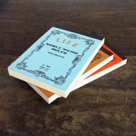 ライフ（LIFE） ノーブルメモB7 メモ帳 5mm方眼 8mm横罫 無地 文房具