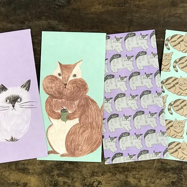 松尾ミユキ ポチ袋 L ぽち袋 かわいい 猫雑貨 グッズ おしゃれ 折らずに 大