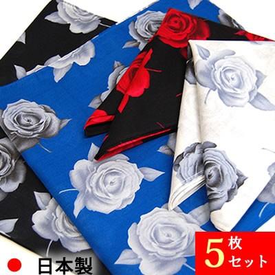 バンダナ ローズ柄5枚セット 国産 綿100 ハンカチ スカーフ 日本製 ギフト バラ 花柄 Lbo Ros オリーブファクトリーyahoo 店 通販 Yahoo ショッピング