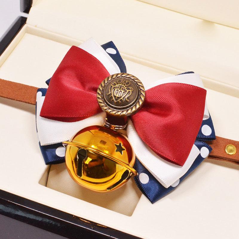 HAMI PET ペット首輪 チョーカー リボン 鈴付き 英国スタイル