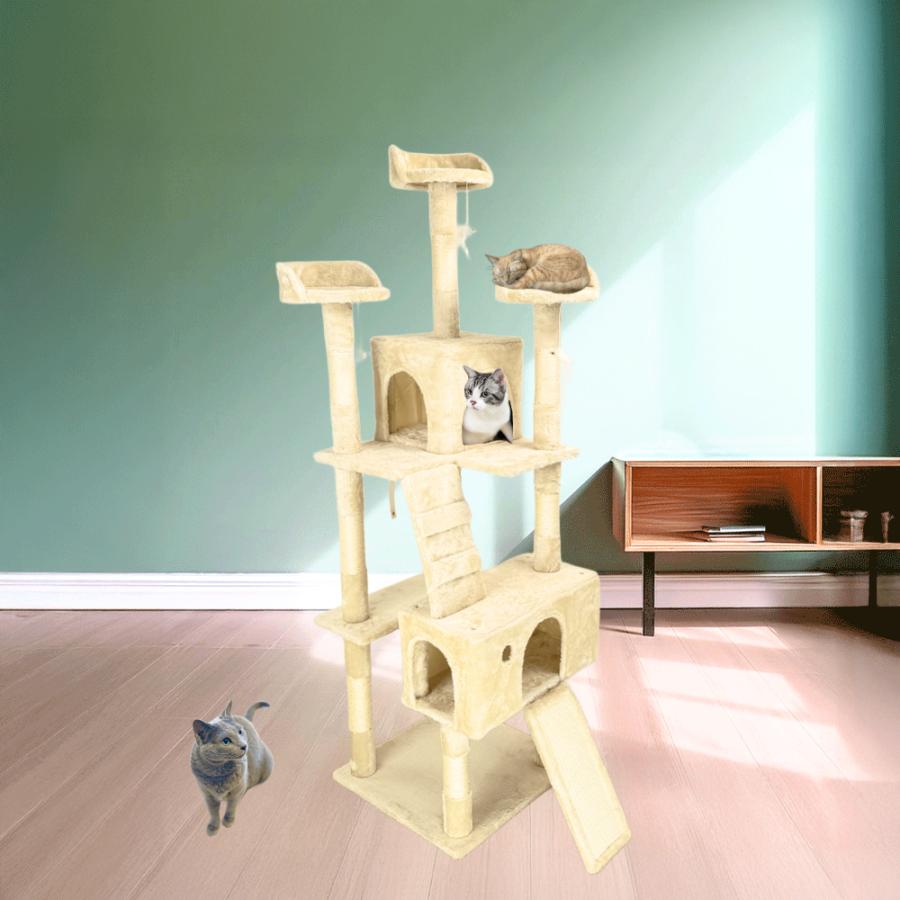 HAMI PET キャットタワー 猫タワー 据え置き キャットツリー 木製 大型