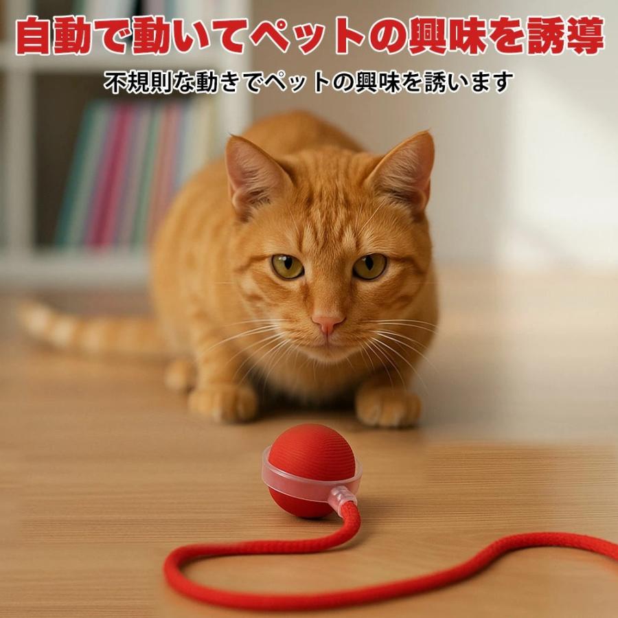 犬 おもちゃ 猫 自動 電動ボール 光る LED搭載 360度回転 3モード 長い