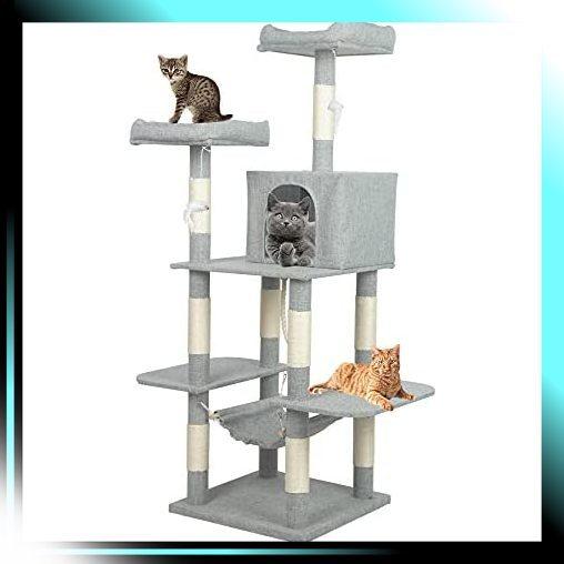 35 Off Zcjkln 146cm ライトグレー 夏向け 多頭飼い 猫タワー キャットタワー 猫用品