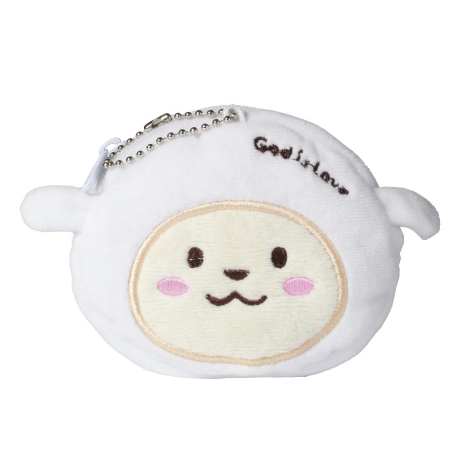 ひつじ ポーチ 55871　ふわふわ　もこもこ　God is Loveの刺繍入り　ボールチェーン付き　小物入れ　コインパース　コインケース　小銭入れ | 