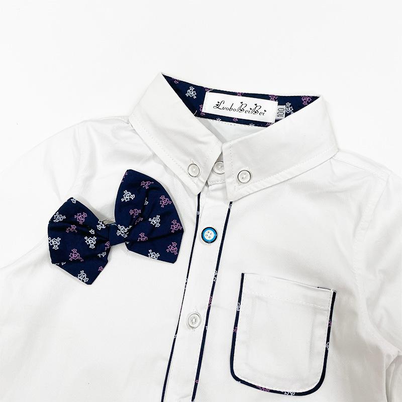 キッズ 男の子 フォーマルシャツ 長袖 ジュニア ワイシャツ 白