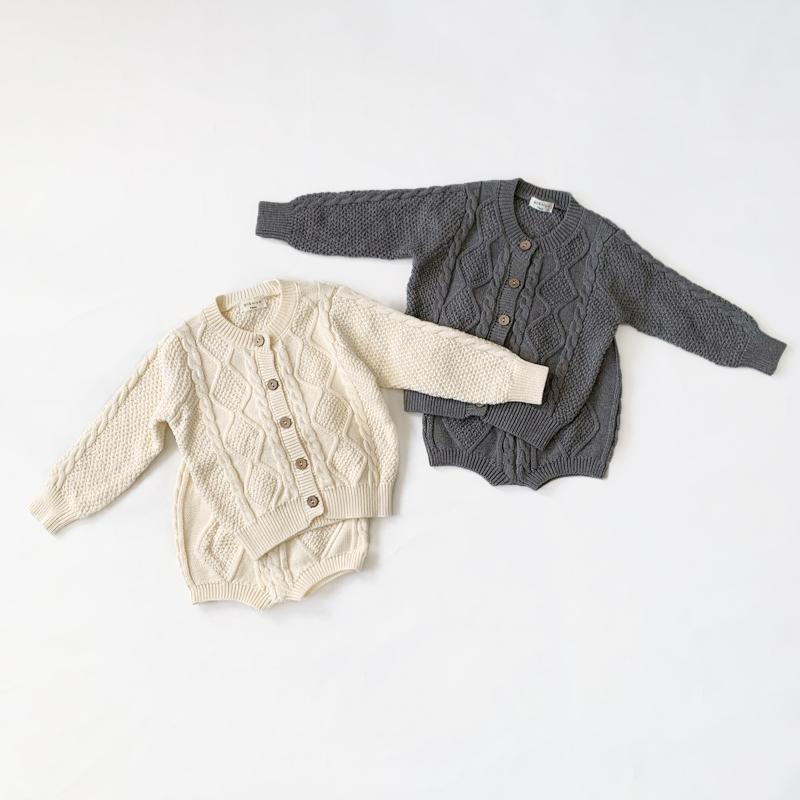 韓国 ベビー服 ニット セットアップ 男の子 女の子 新生児 ケーブルニット 上下 秋 冬 おしゃれ 70 赤ちゃん カーディガン |  | 07