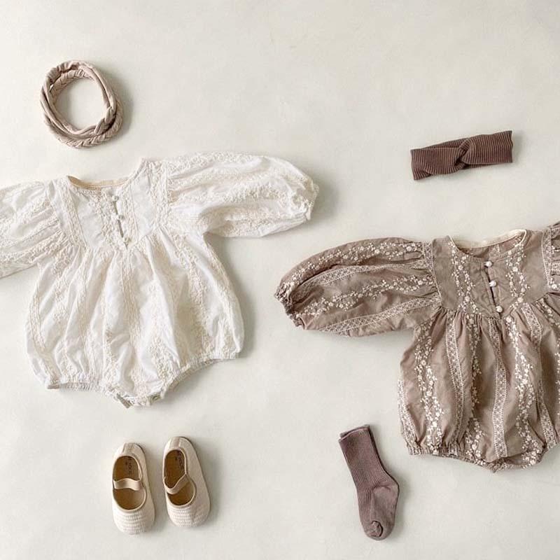 ベビー服 女の子 新生児 おしゃれ 秋 春  ロンパース 長袖 韓国 海外 刺繍 花柄 セレモニー 出産祝い ギフト プレゼント 孫 |  | 09