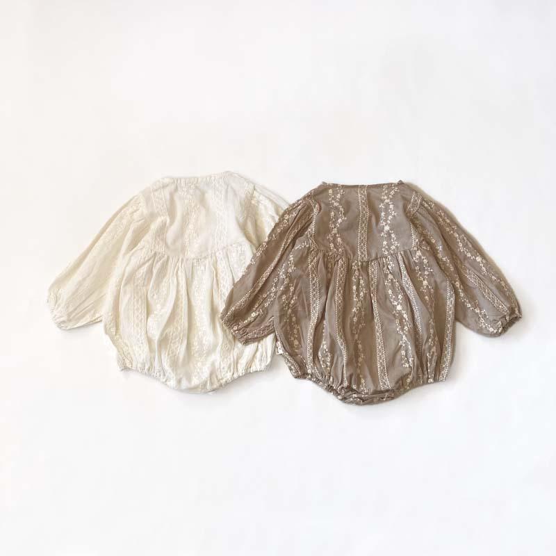 ベビー服 女の子 新生児 おしゃれ 秋 春  ロンパース 長袖 韓国 海外 刺繍 花柄 セレモニー 出産祝い ギフト プレゼント 孫 |  | 12