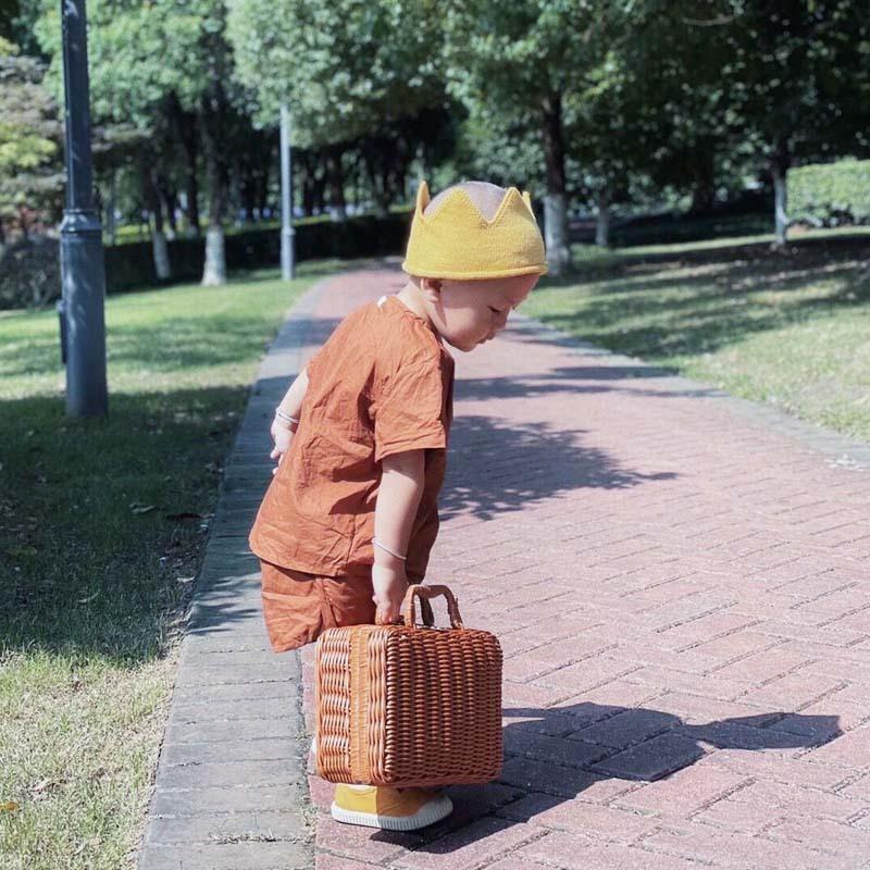 超人気 かごバッグ 子供 バスケット トランク 女の子 男の子 キッズ おしゃれ 可愛い ナチュラル 韓国 小物入れ 収納雑貨 小物 カバン スクエアかごバッグ A075 Supplystudies Com