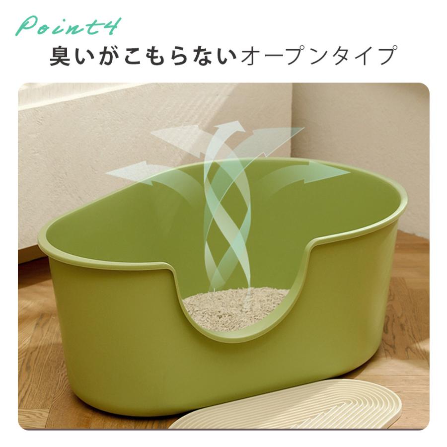 猫トイレ 大型 深め 砂が飛び散らない シンプル 深型 大きめ 大きい オープン 高さ セット 本体 広々 入り口低い |  | 13