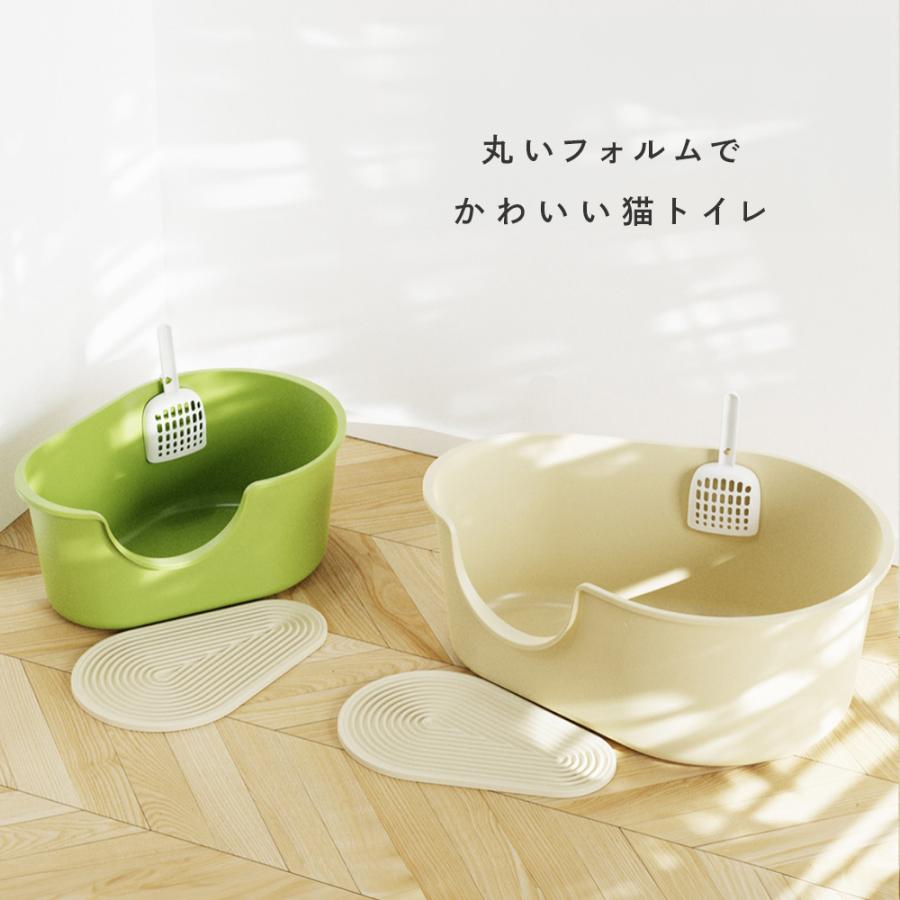 猫トイレ 大型 深め 砂が飛び散らない シンプル 深型 大きめ 大きい オープン 高さ セット 本体 広々 入り口低い |  | 09