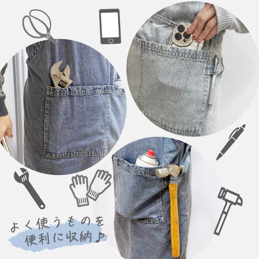 エプロン おしゃれ 保育士 カフェ ショート丈 デニム かわいい DIY 腰巻き サロン 保育 無地 |  | 10