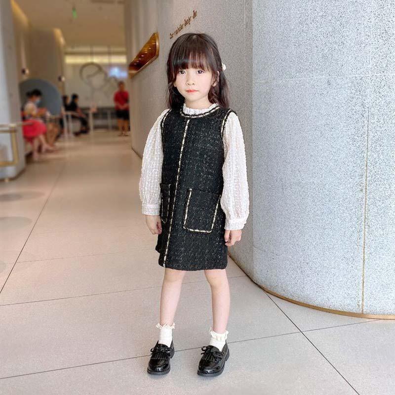 女の子 ツイード ワンピース ドレス フォーマル 長袖 子供 七五三 入学