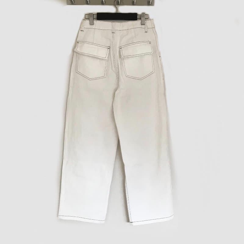 ベイカーパンツ ハイウエスト アイボリー ホワイト デニム