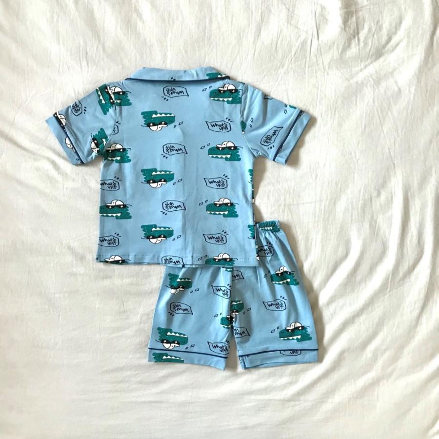 パジャマ キッズ 子供 半袖 男の子 男 夏用 ボタン 半ズボン 綿 夏 